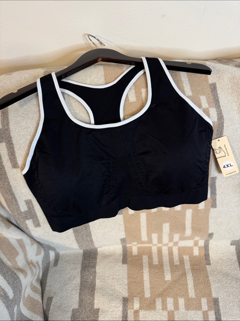 Black Racerback Sports Bra with White Trim